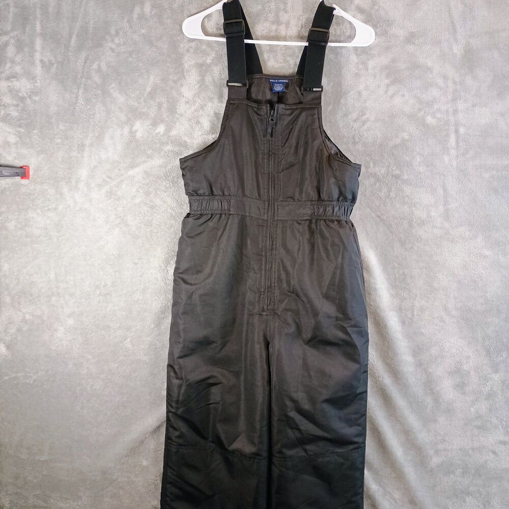 Insulated Falls Creek Unisex Black Ski Bibs Youth Size 14/16 Excellent Condition